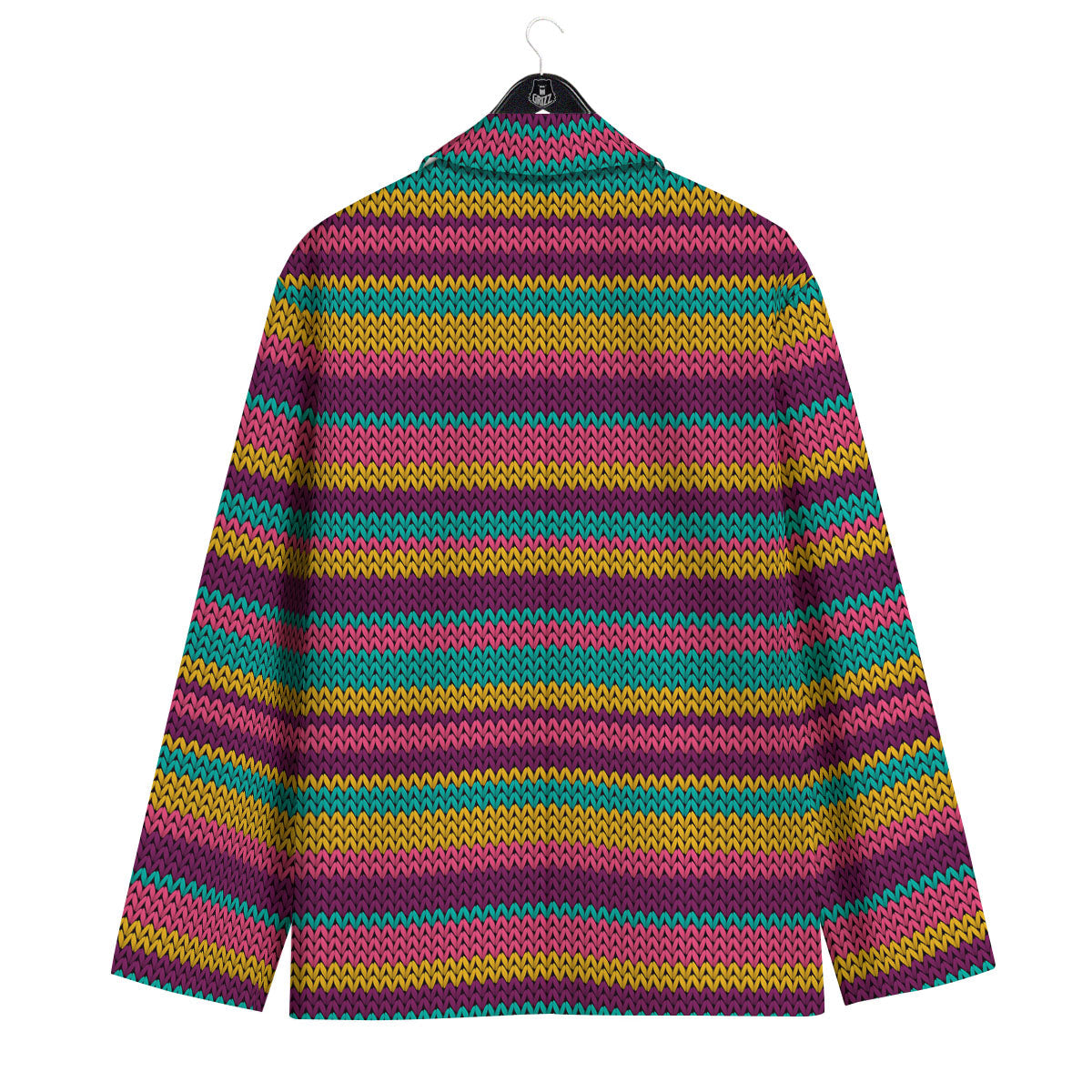 Knitted Colorful Print Pattern Men's Sport Coat-grizzshop