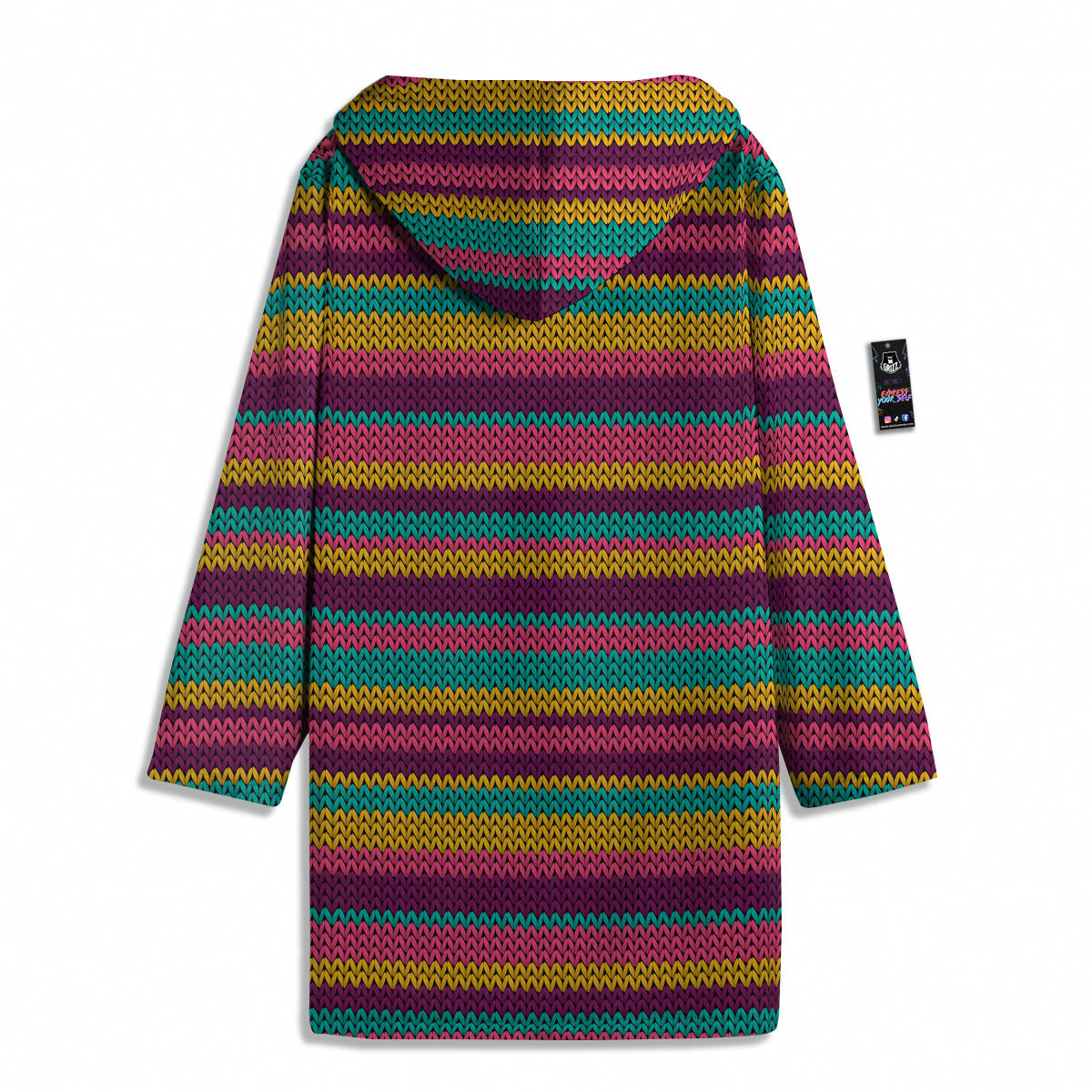 Knitted Colorful Print Pattern Men's Windbreaker Jacket-grizzshop