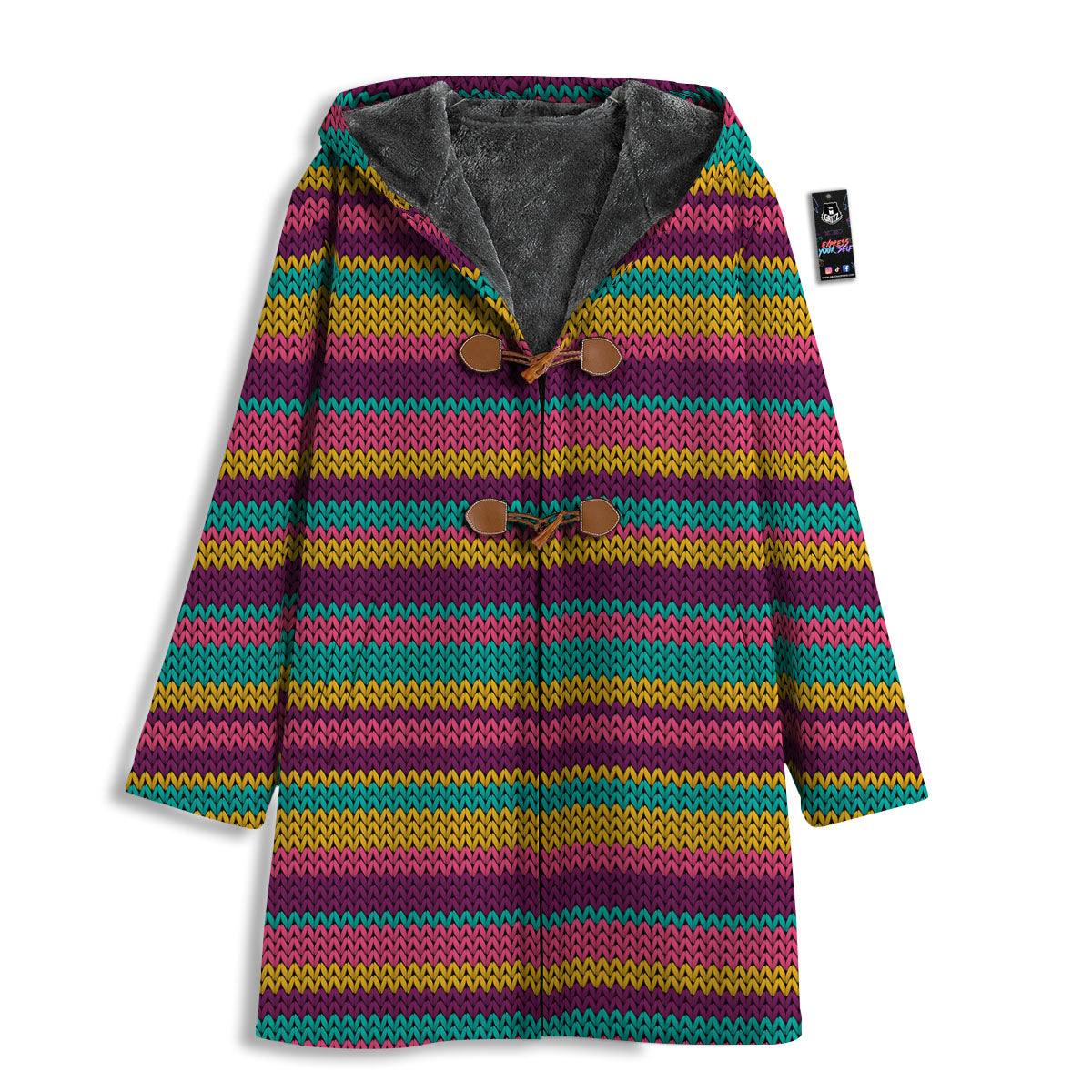 Knitted Colorful Print Pattern Men's Windbreaker Jacket-grizzshop