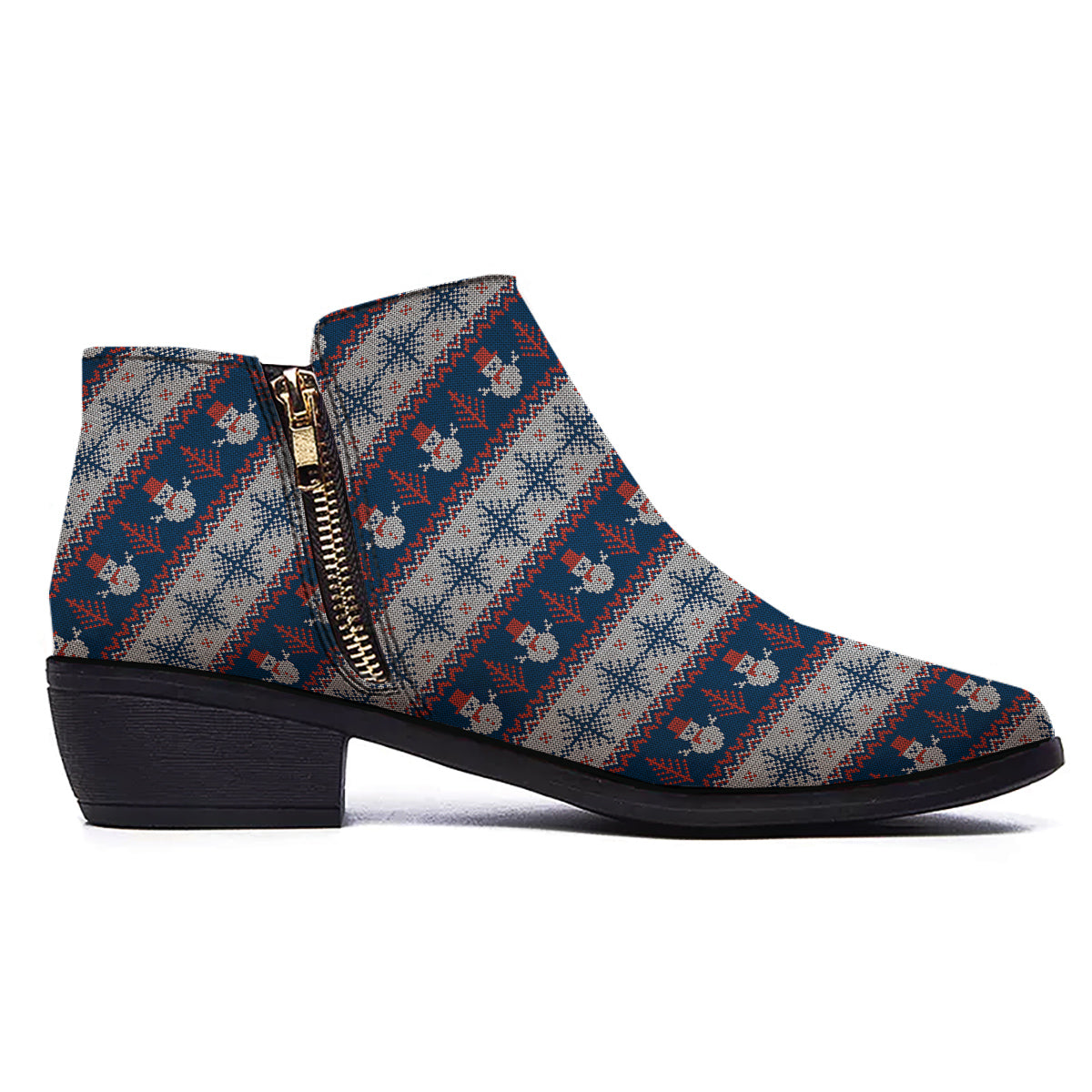 Knitted Cute Snowman Print Pattern Ankle Boots-grizzshop