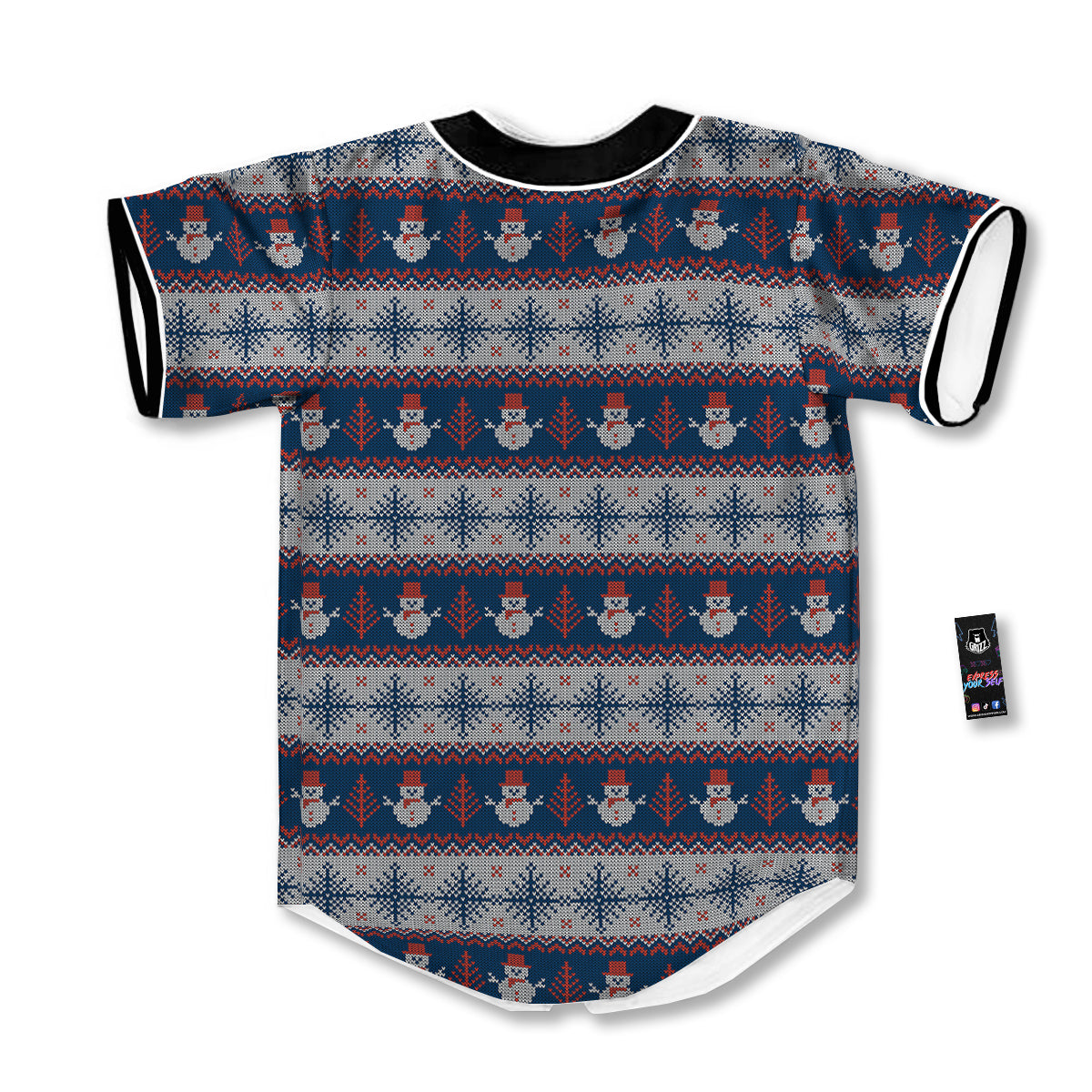 Knitted Cute Snowman Print Pattern Baseball Jersey-grizzshop