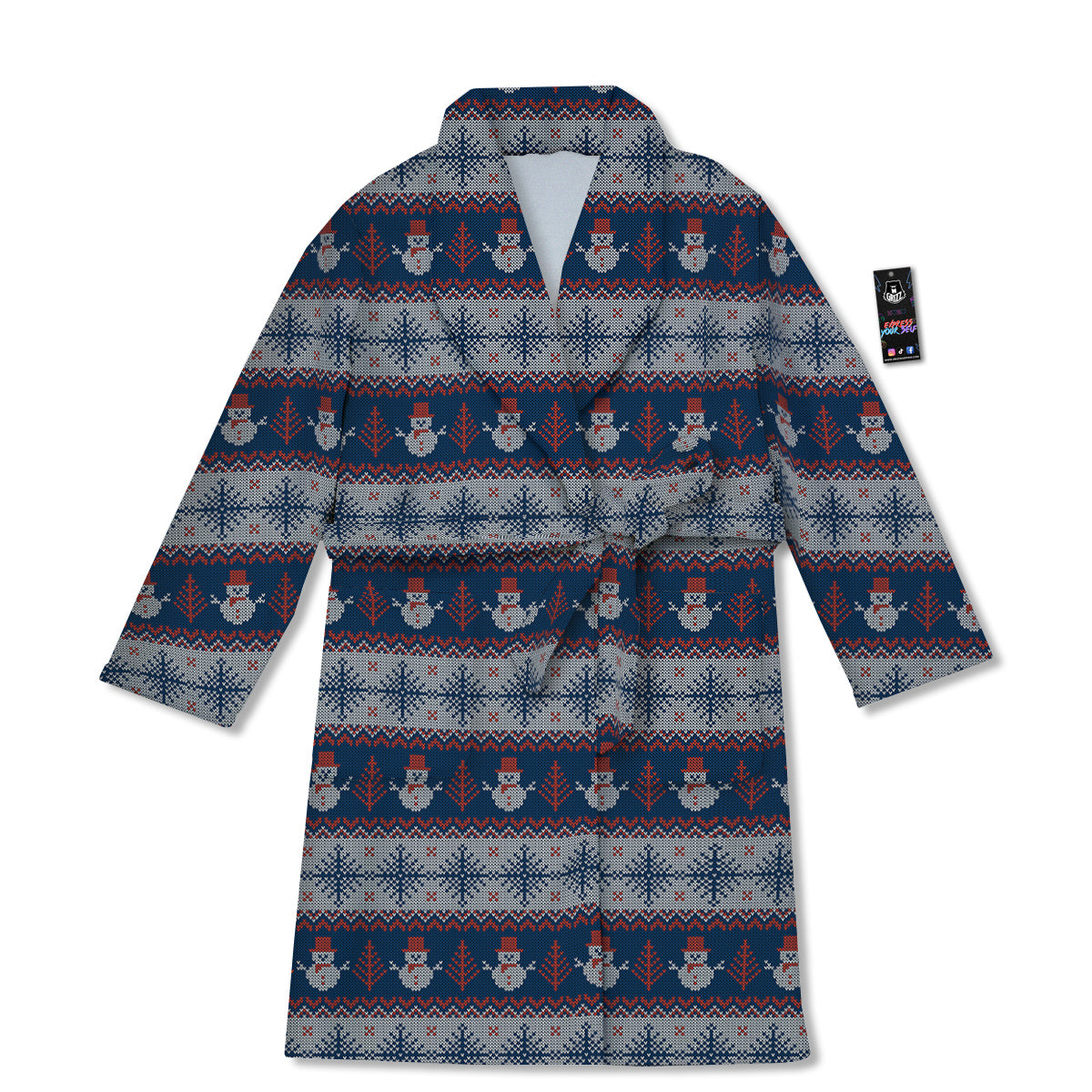 Knitted Cute Snowman Print Pattern Bathrobe-grizzshop