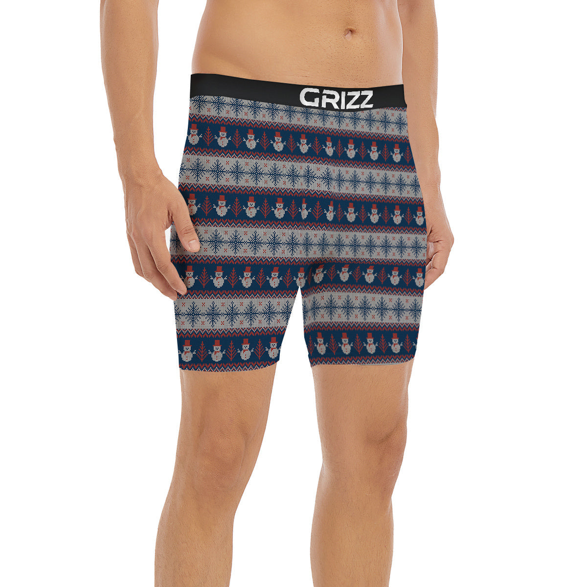 Knitted Cute Snowman Print Pattern Boxer Briefs-grizzshop