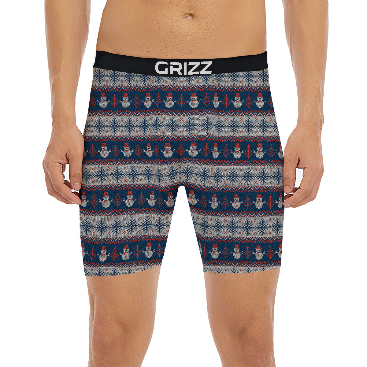 Knitted Cute Snowman Print Pattern Boxer Briefs-grizzshop