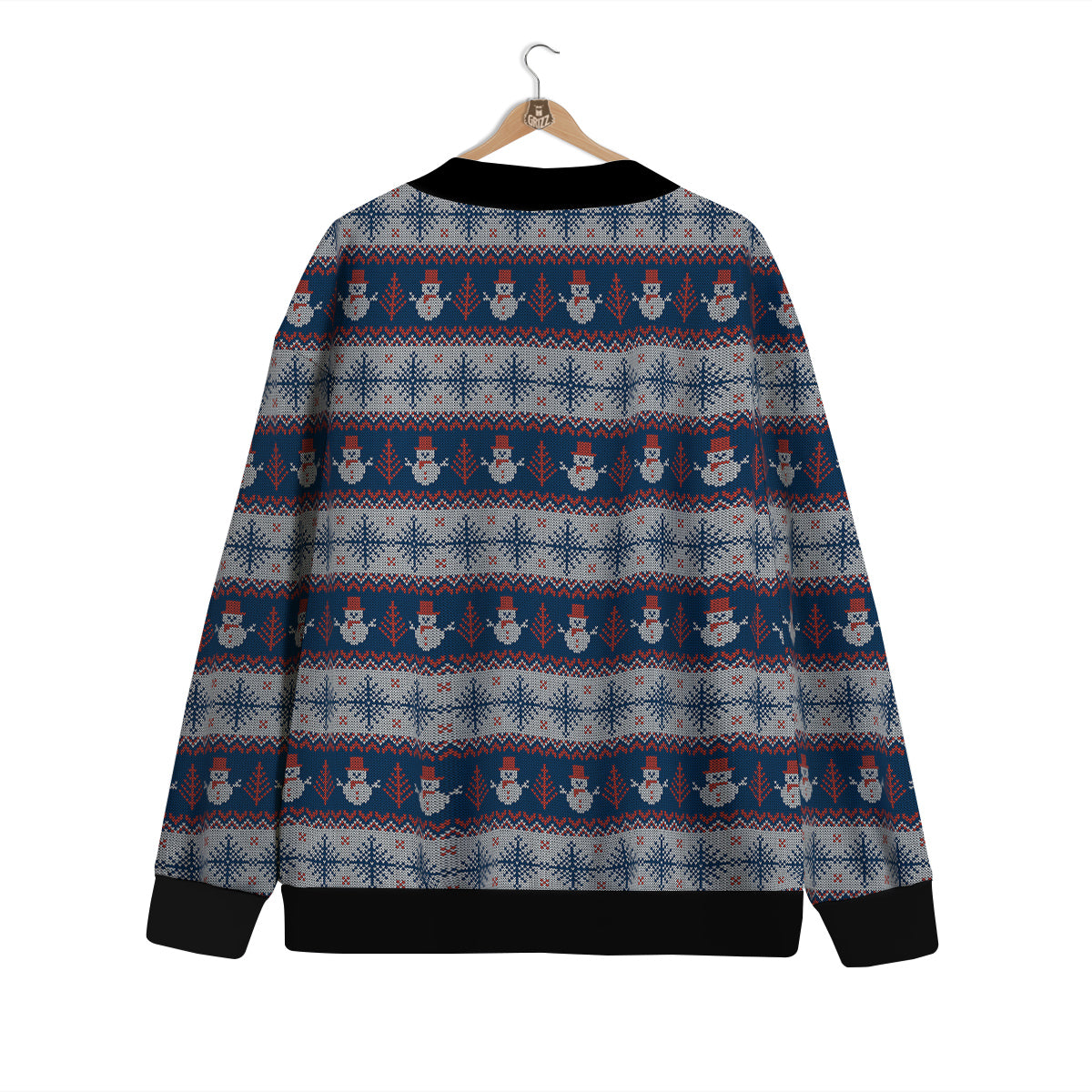 Knitted Cute Snowman Print Pattern Cardigan-grizzshop