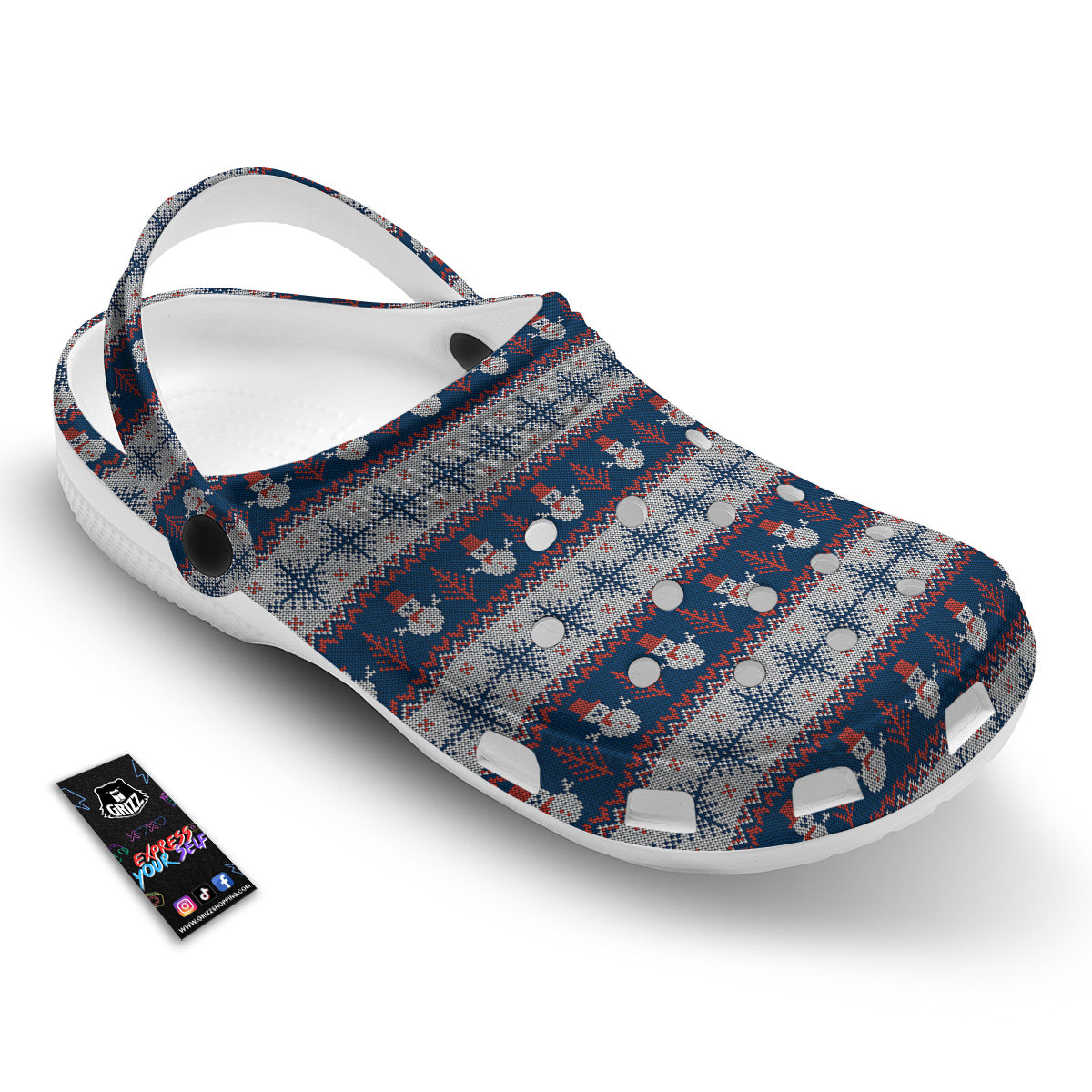 Knitted Cute Snowman Print Pattern Clog-grizzshop