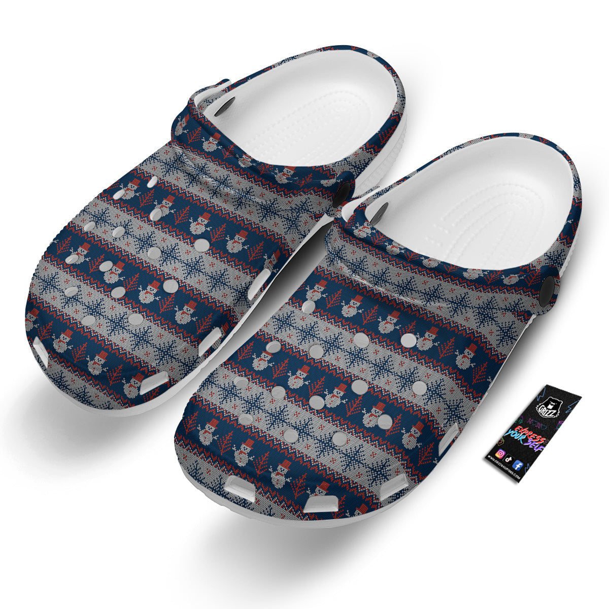 Knitted Cute Snowman Print Pattern Clog-grizzshop