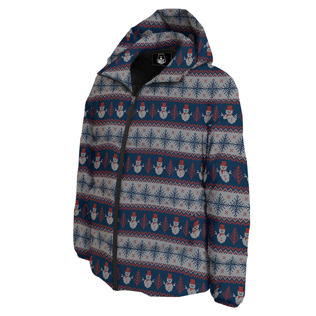 Knitted Cute Snowman Print Pattern Down Jacket-grizzshop