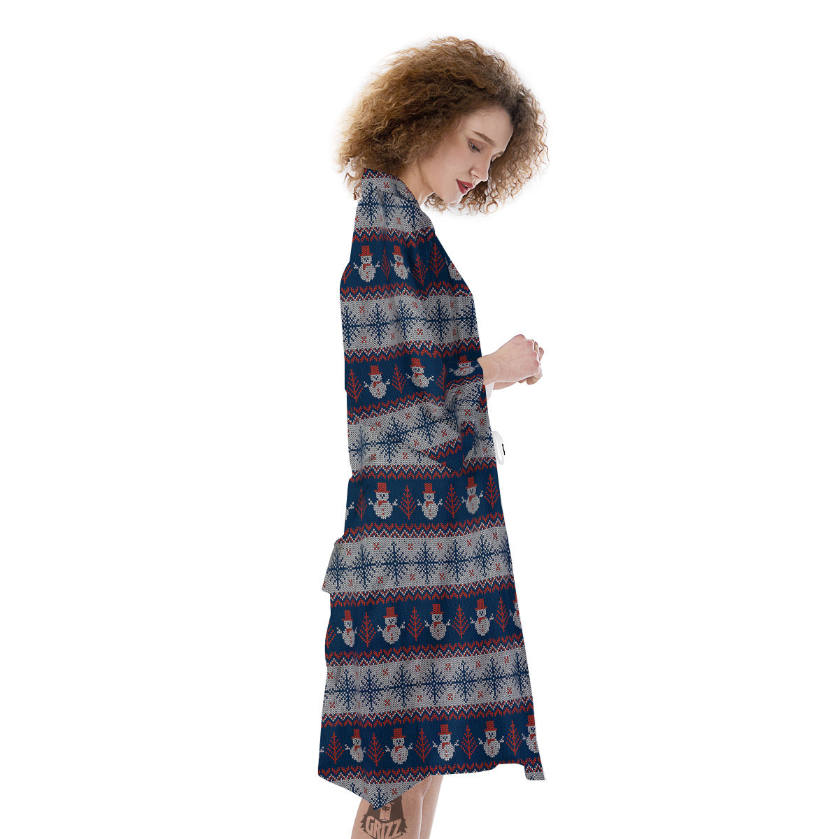 Knitted Cute Snowman Print Pattern Kimono-grizzshop