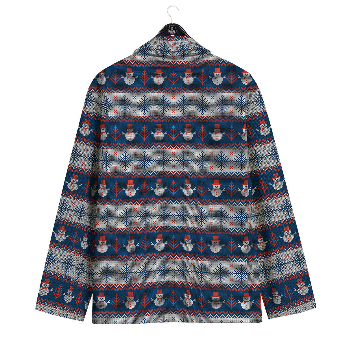 Knitted Cute Snowman Print Pattern Men's Sport Coat-grizzshop