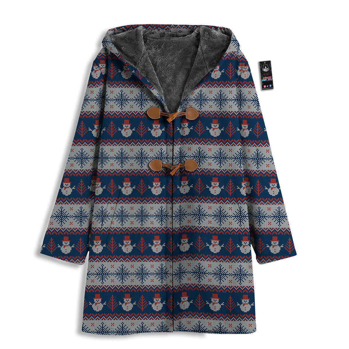 Knitted Cute Snowman Print Pattern Men's Windbreaker Jacket-grizzshop