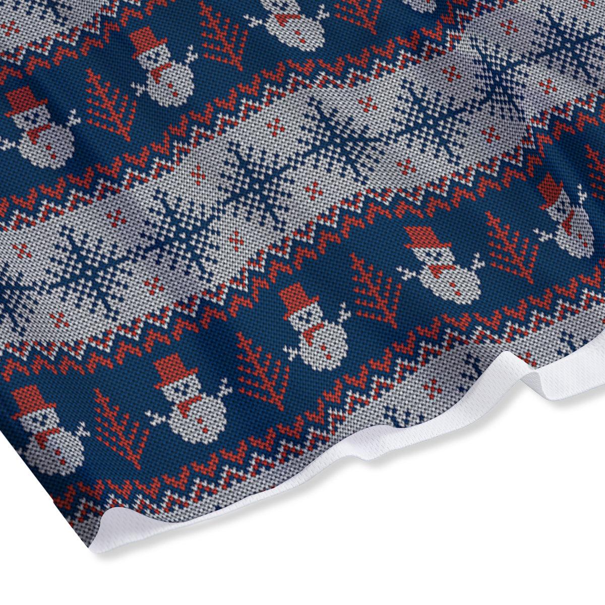 Knitted Cute Snowman Print Pattern Mesh Shorts