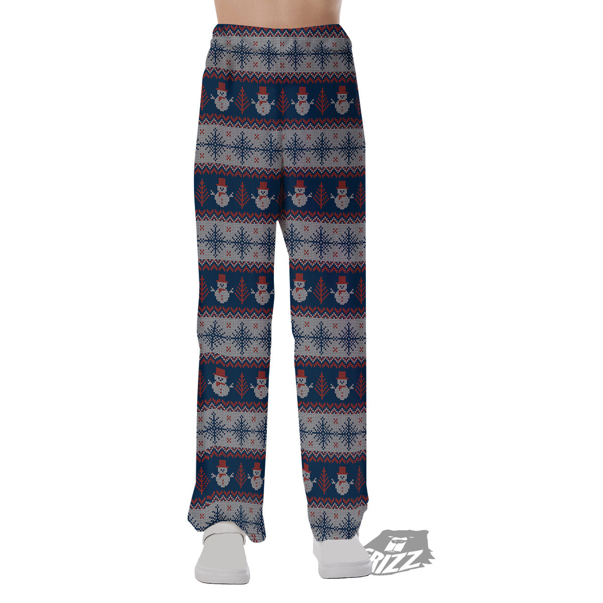 Knitted Cute Snowman Print Pattern Pajama Pants-grizzshop