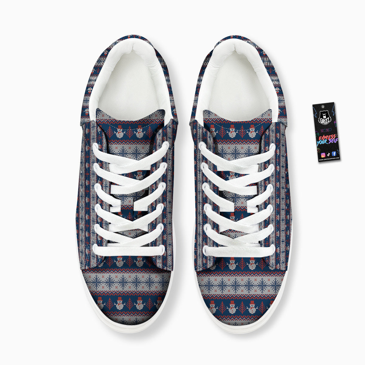 Knitted Cute Snowman Print Pattern Platform Shoes-grizzshop
