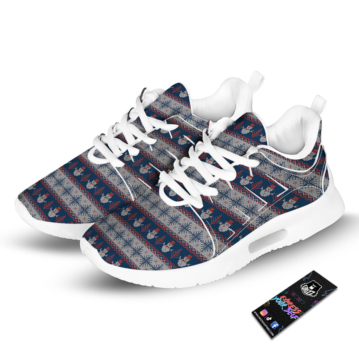 Knitted Cute Snowman Print Pattern Tennis Shoes-grizzshop