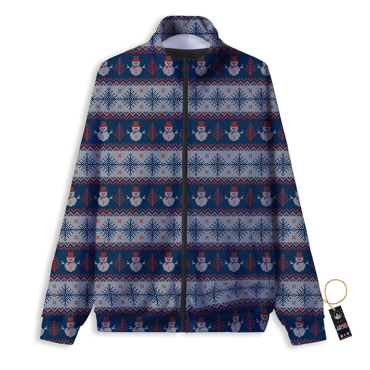 Knitted Cute Snowman Print Pattern Track Jacket-grizzshop