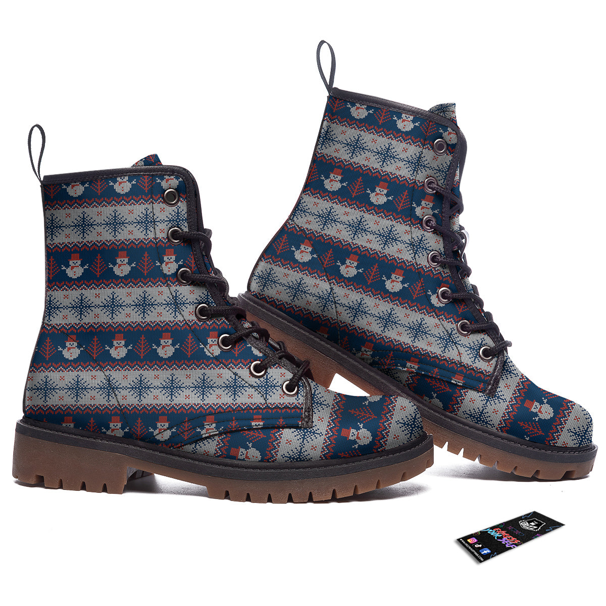 Knitted Cute Snowman Print Pattern Work Boots-grizzshop