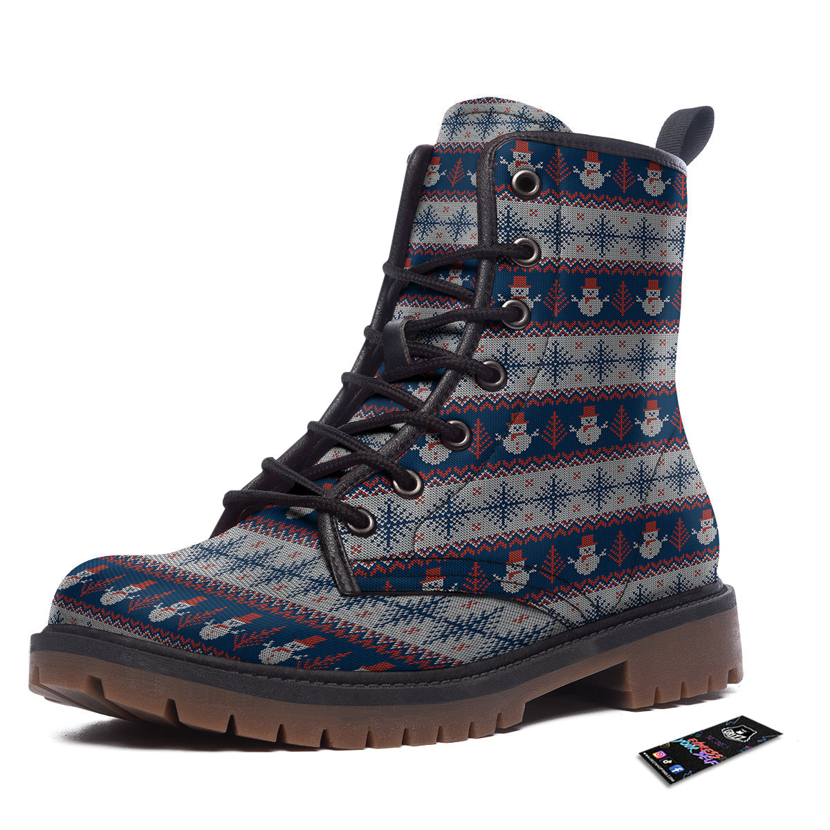 Knitted Cute Snowman Print Pattern Work Boots-grizzshop