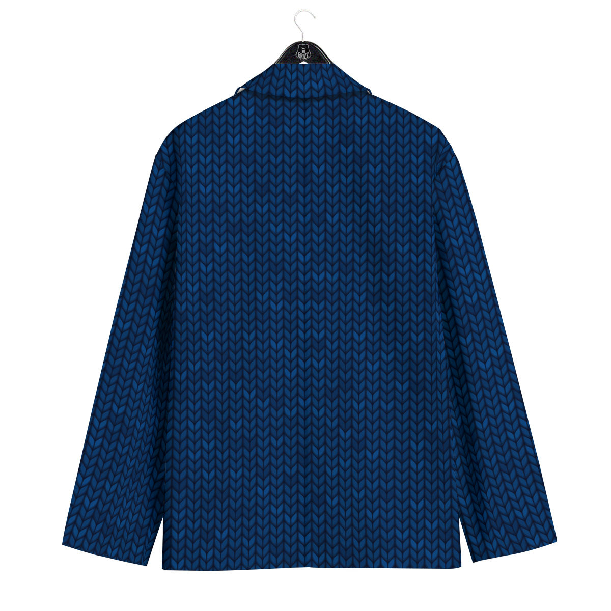 Knitted Deep Blue Print Pattern Men's Sport Coat-grizzshop