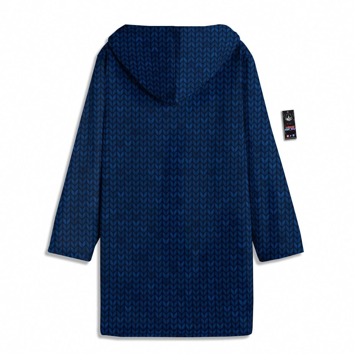 Knitted Deep Blue Print Pattern Men's Windbreaker Jacket-grizzshop