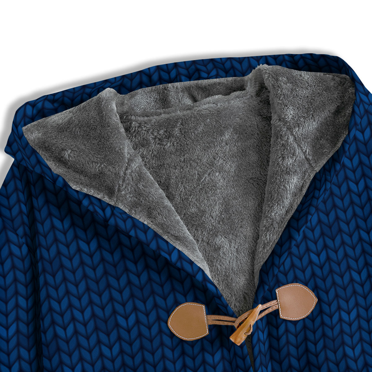Knitted Deep Blue Print Pattern Men's Windbreaker Jacket-grizzshop