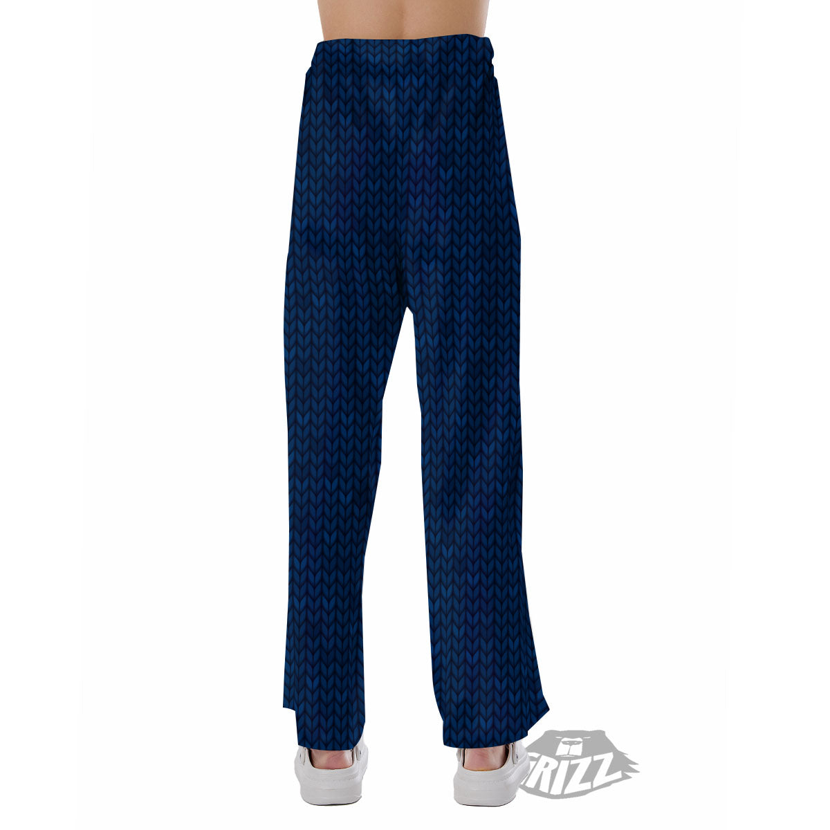 Knitted Deep Blue Print Pattern Pajama Pants-grizzshop