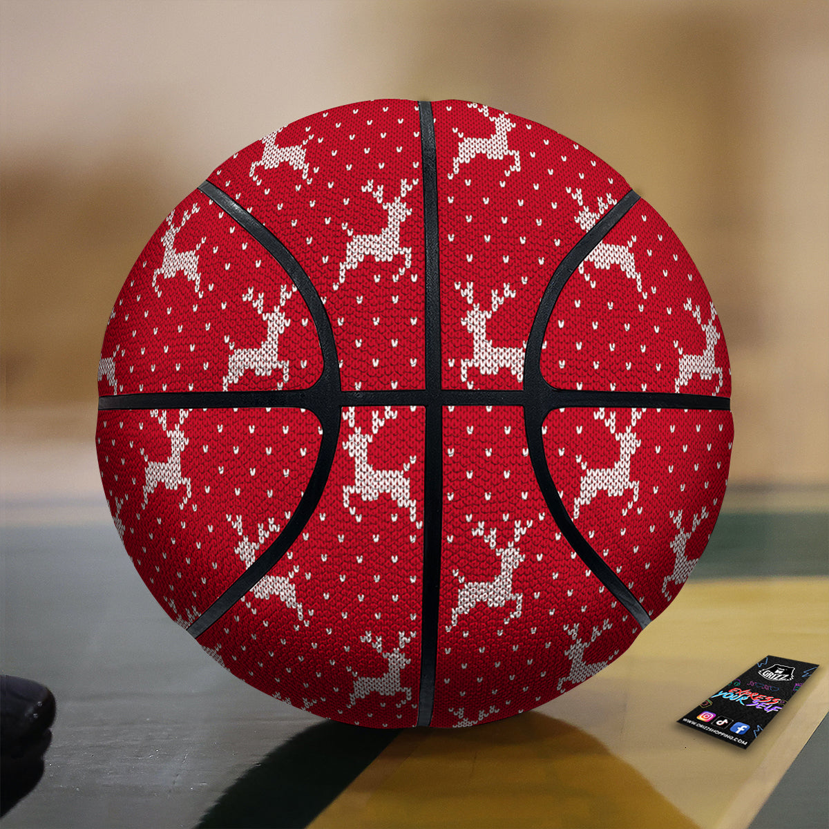 Knitted Deer Xmas Print Pattern Basketball