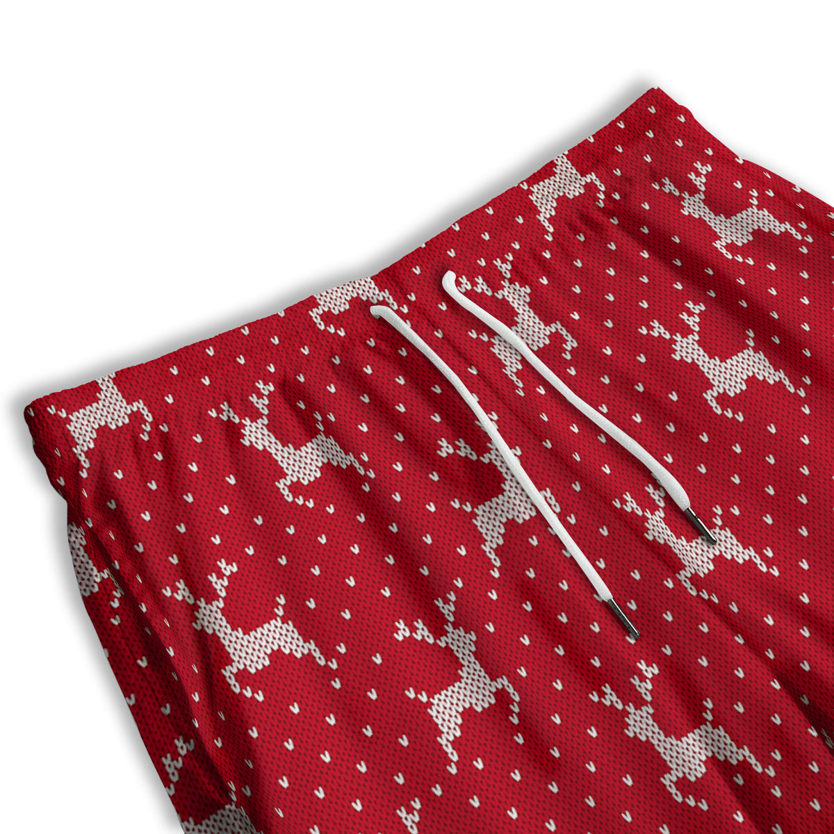 Knitted Deer Xmas Print Pattern Men's Athletic Shorts