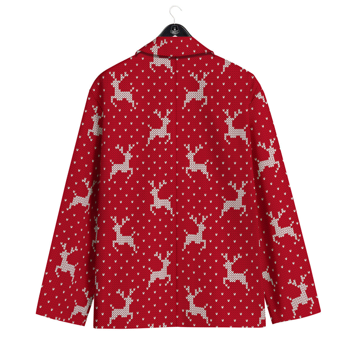 Knitted Deer Xmas Print Pattern Men's Sport Coat-grizzshop