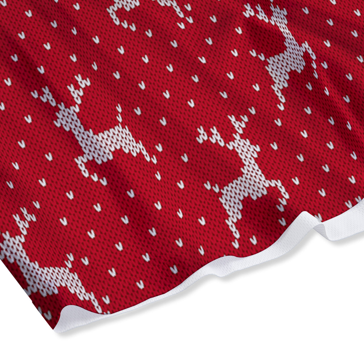 Knitted Deer Xmas Print Pattern Mesh Shorts