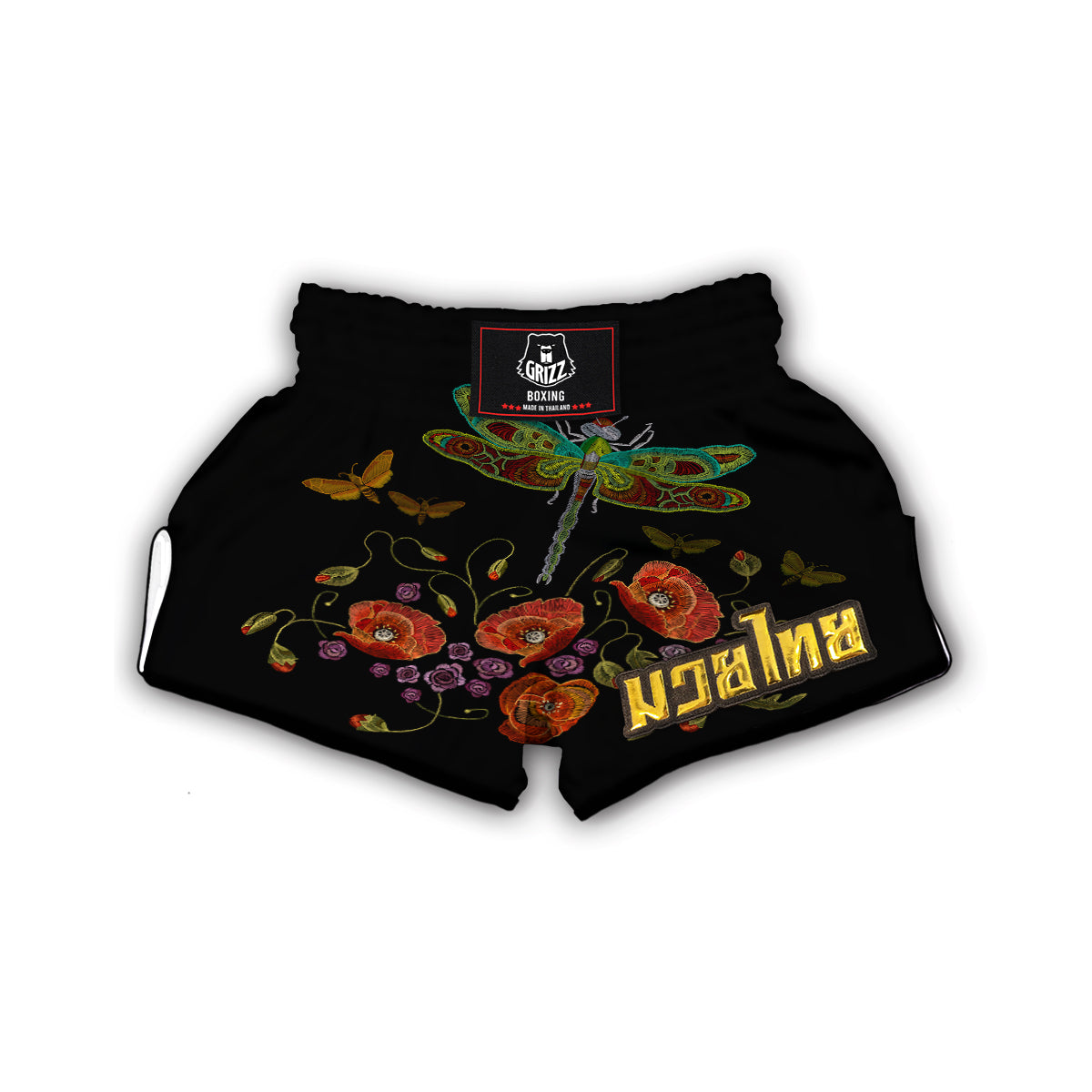 Knitted Dragon fly Print Muay Thai Boxing Shorts-grizzshop