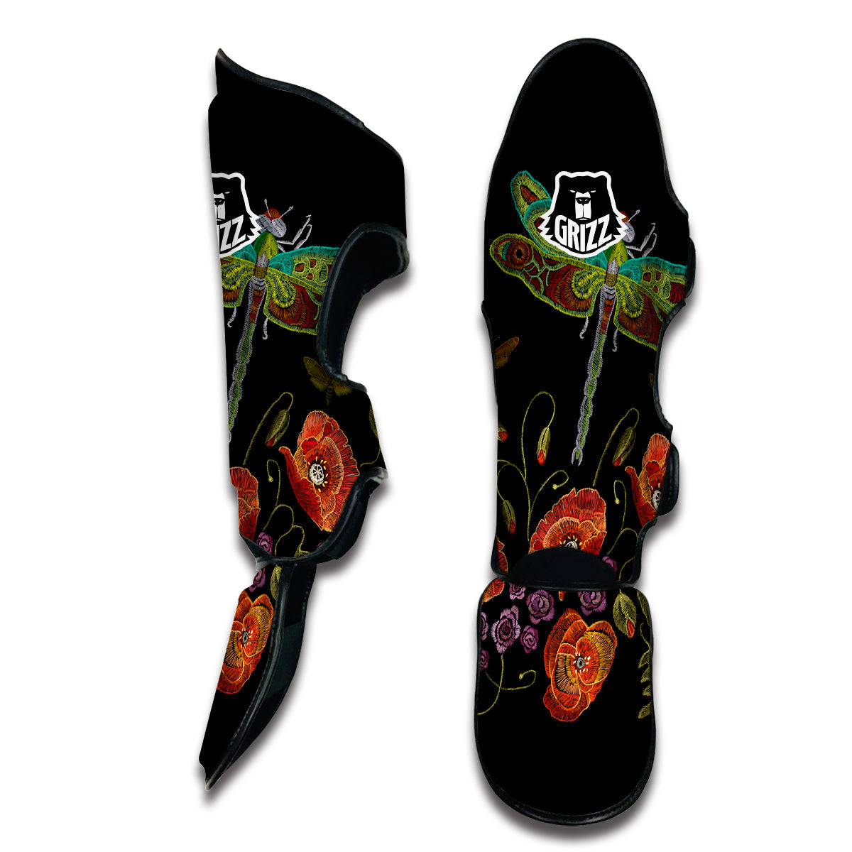 Knitted Dragon fly Print Muay Thai Shin Guards-grizzshop