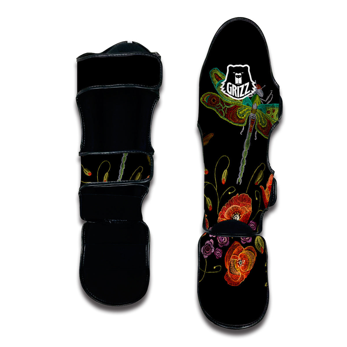 Knitted Dragon fly Print Muay Thai Shin Guards-grizzshop