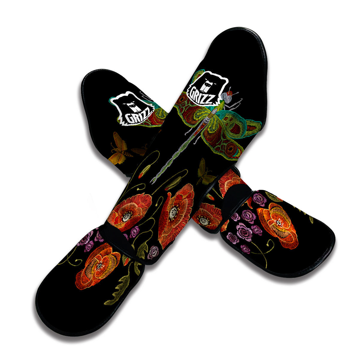 Knitted Dragon fly Print Muay Thai Shin Guards-grizzshop