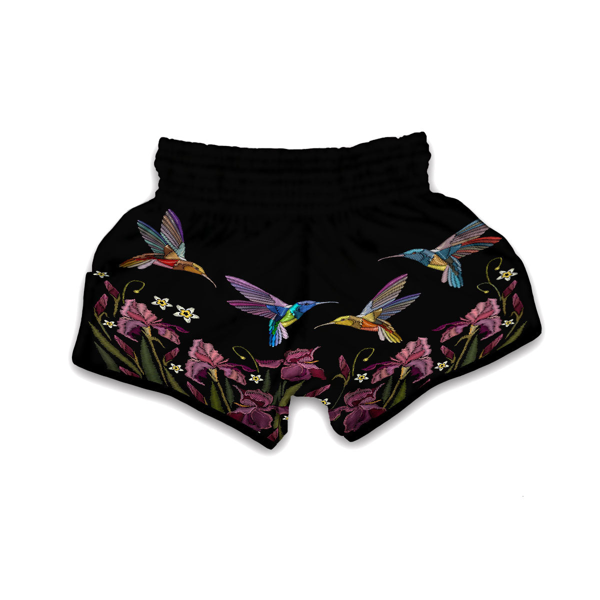 Knitted Floral Humming Bird Print Muay Thai Boxing Shorts-grizzshop