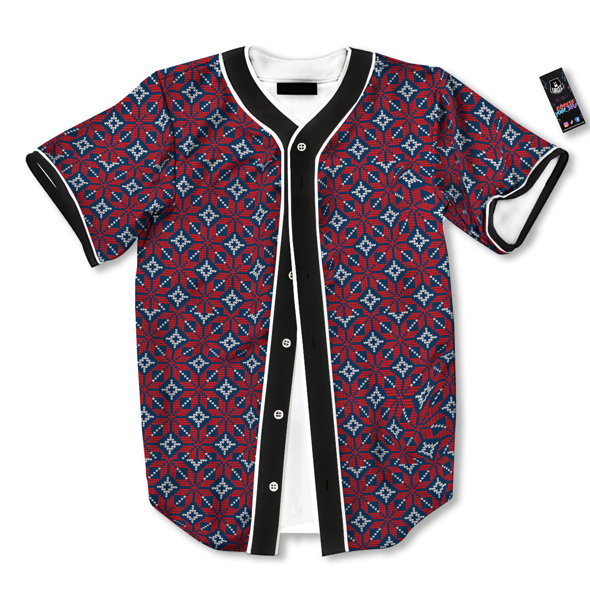 Knitted Flower Print Pattern Baseball Jersey-grizzshop