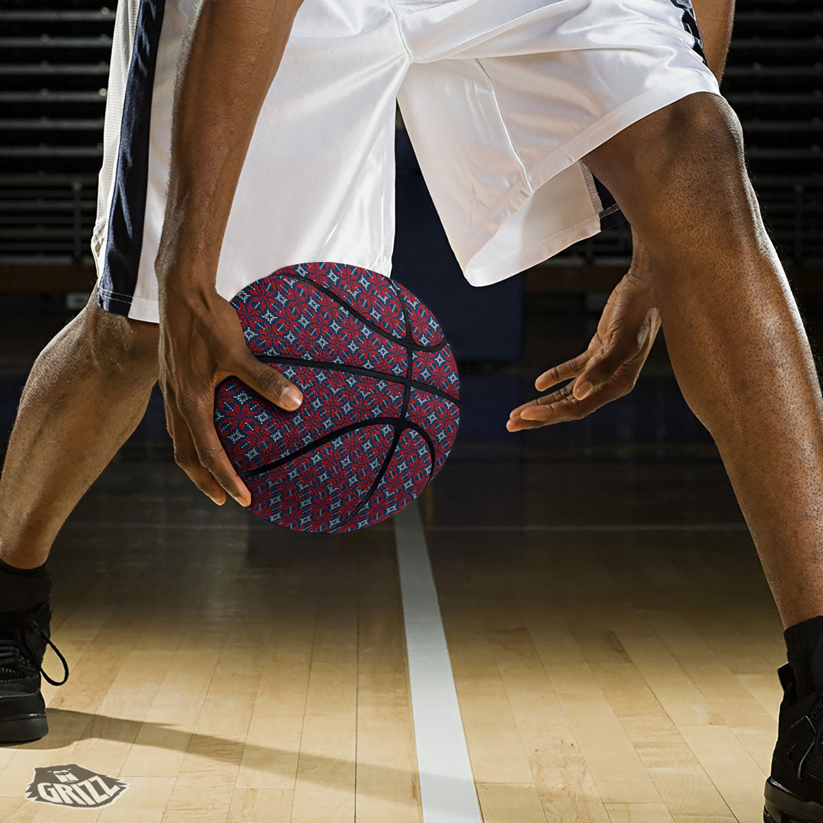 Knitted Flower Print Pattern Basketball-grizzshop