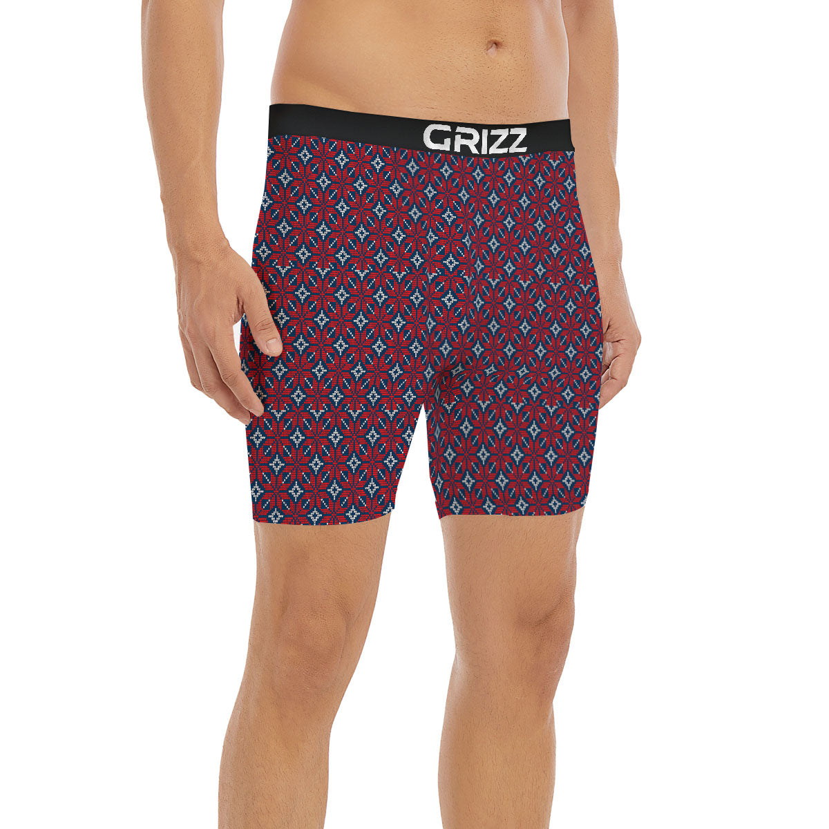 Knitted Flower Print Pattern Boxer Briefs-grizzshop