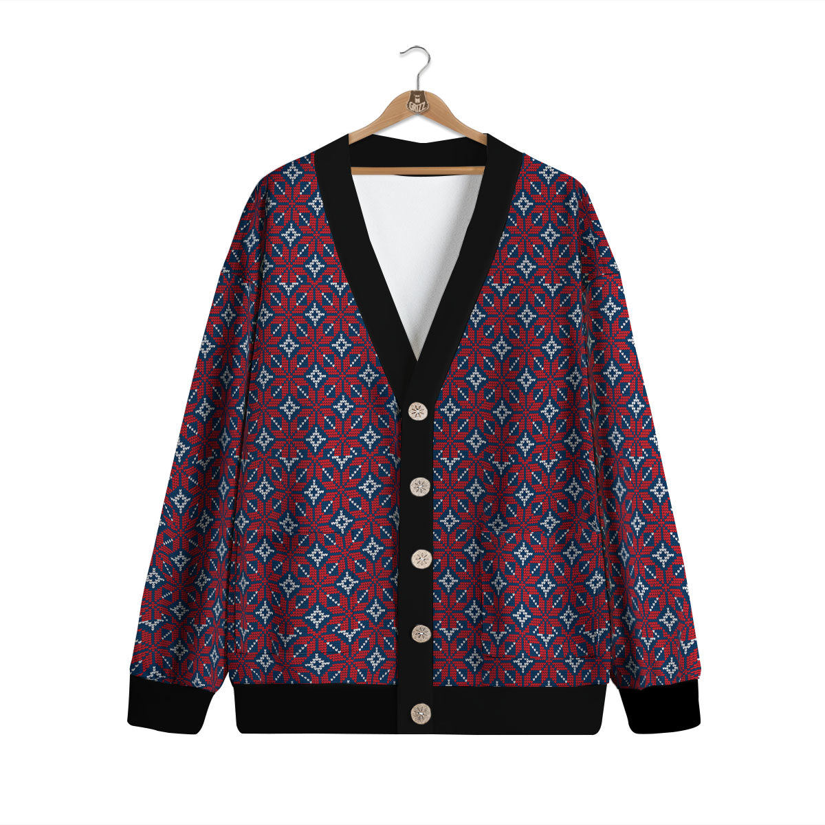 Knitted Flower Print Pattern Cardigan-grizzshop