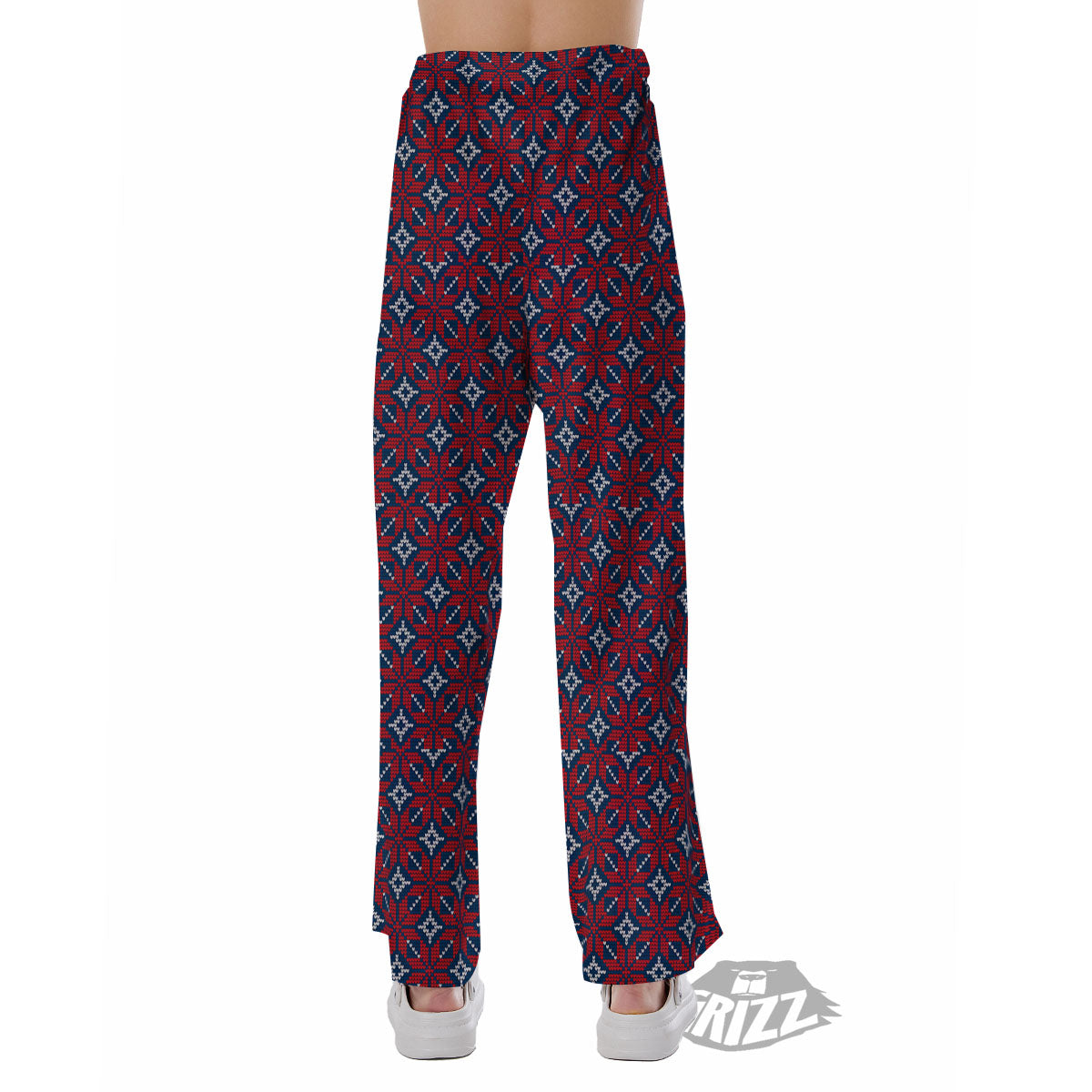 Knitted Flower Print Pattern Pajama Pants-grizzshop