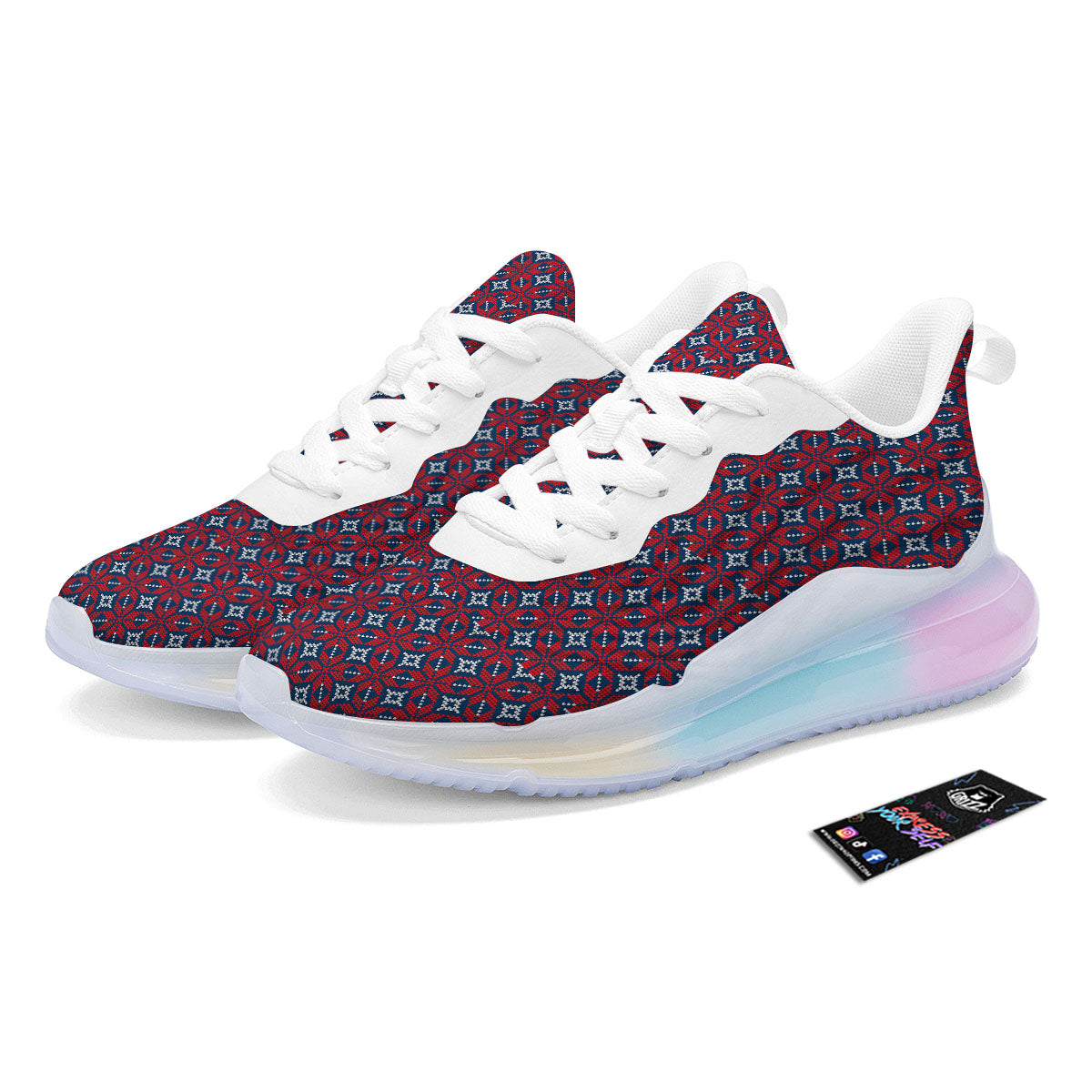 Knitted Flower Print Pattern Running Sneakers-grizzshop