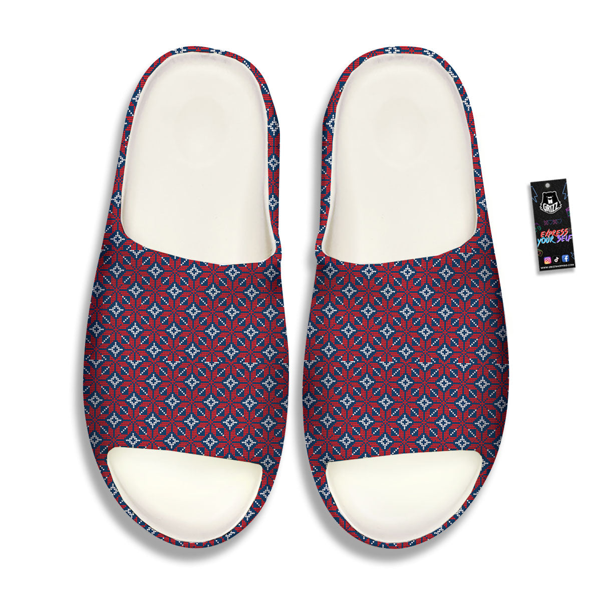 Knitted Flower Print Pattern Sandals-grizzshop