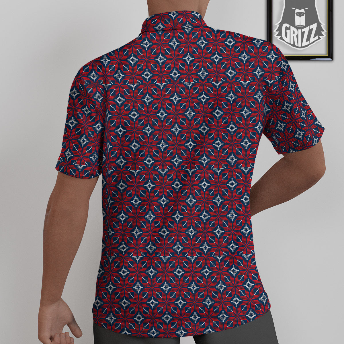 Knitted Flower Print Pattern Untucked Shirts-grizzshop