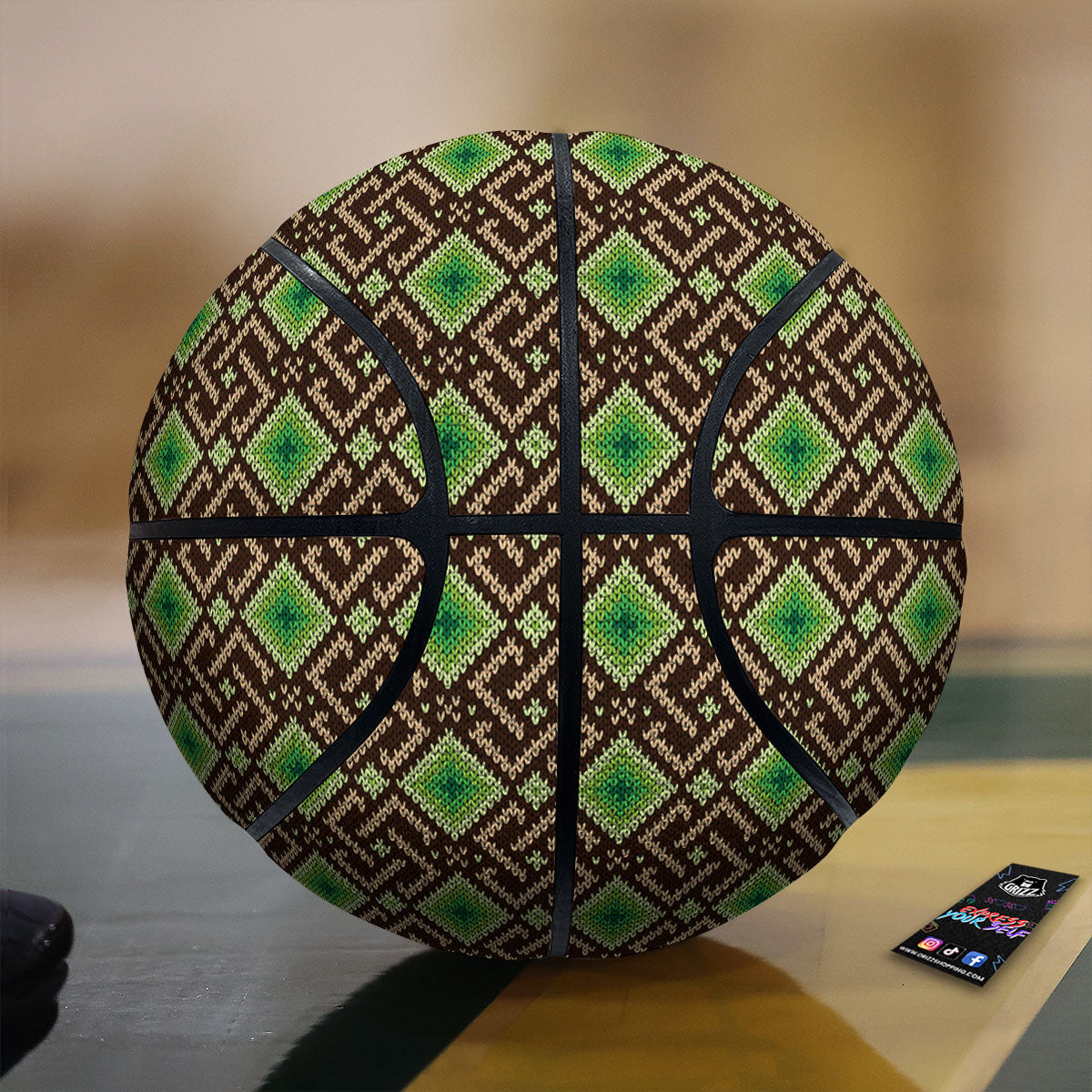 Knitted Geometric Print Pattern Basketball-grizzshop