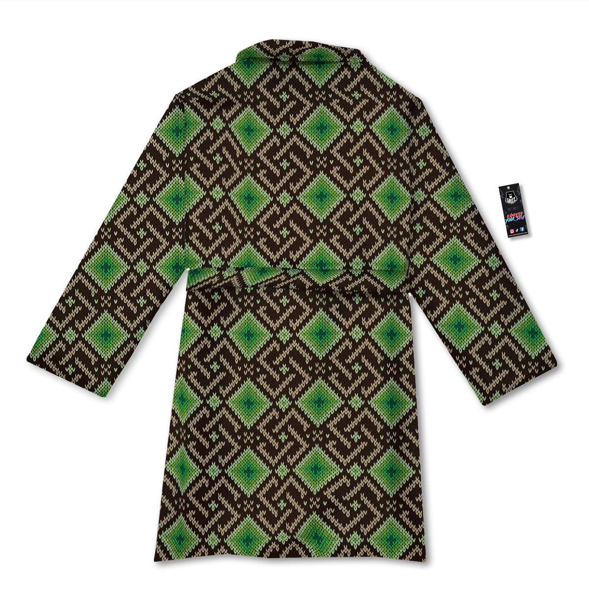 Knitted Geometric Print Pattern Bathrobe-grizzshop