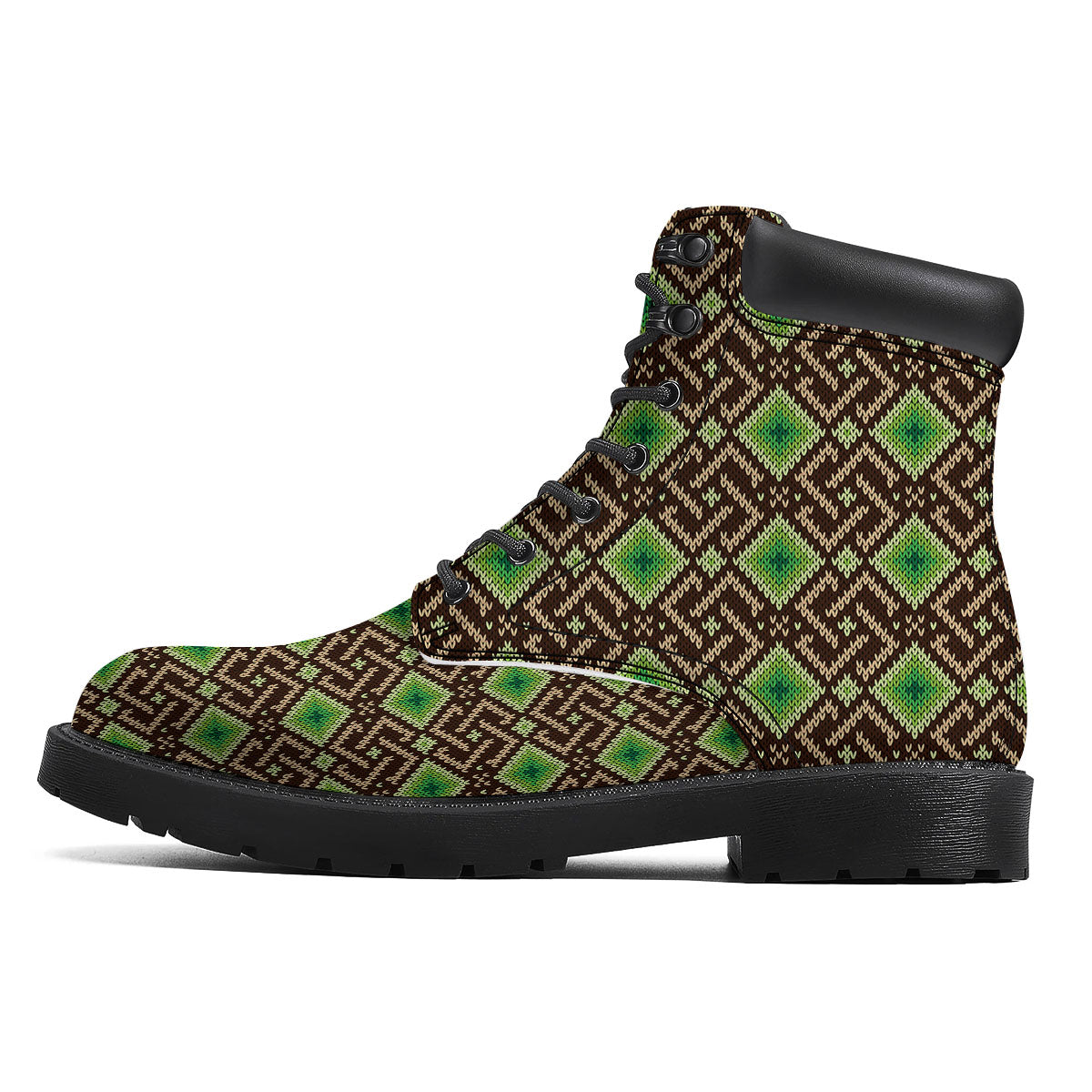Knitted Geometric Print Pattern Boots-grizzshop