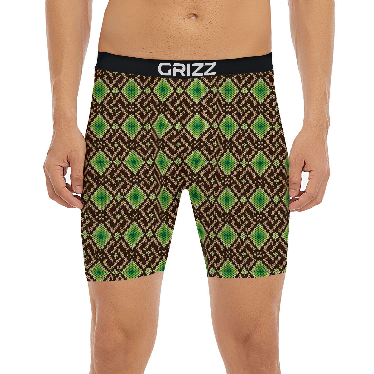 Knitted Geometric Print Pattern Boxer Briefs-grizzshop