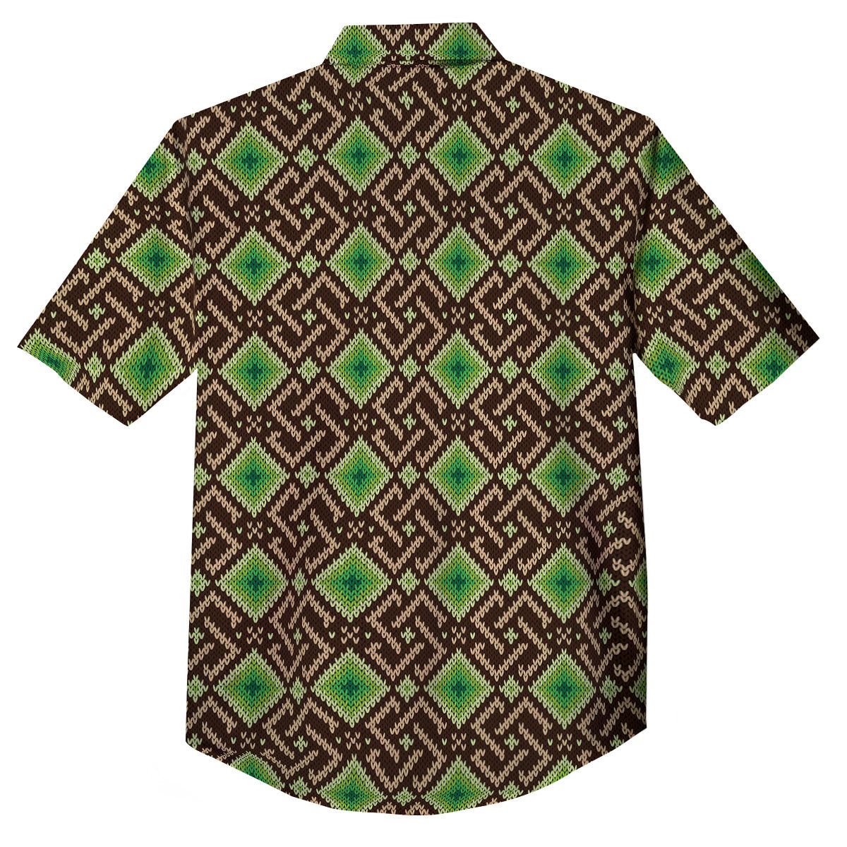 Knitted Geometric Print Pattern Button Up Shirt-grizzshop