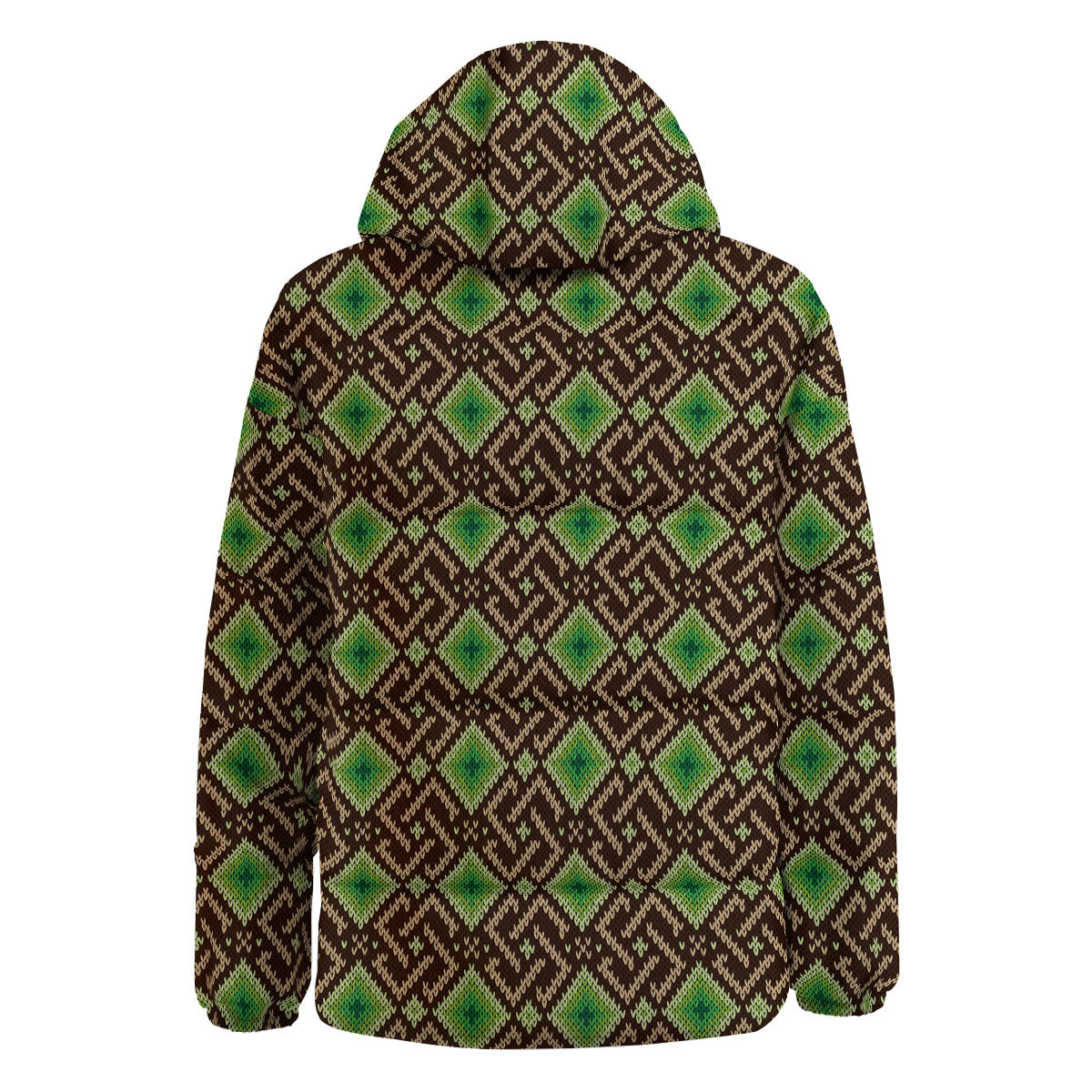 Knitted Geometric Print Pattern Down Jacket-grizzshop