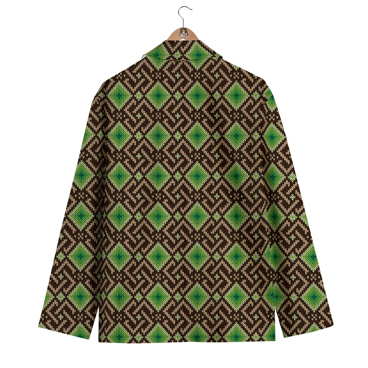 Knitted Geometric Print Pattern Men's Blazer-grizzshop